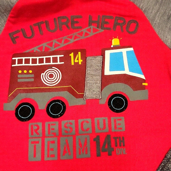 Firetruck pullover hoodie with matching sweatpants - Picture 6 of 7